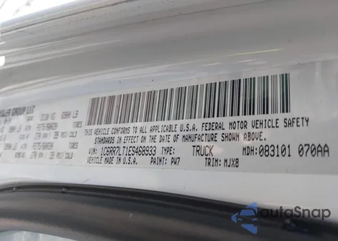 2014 Ram 1500 Slt z USA, uszkodzony, nr VIN 1C6RR7LT1ES468933